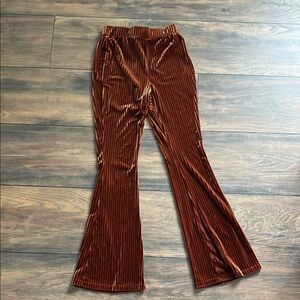 Velvet Flare Stretchy Pants in Rust